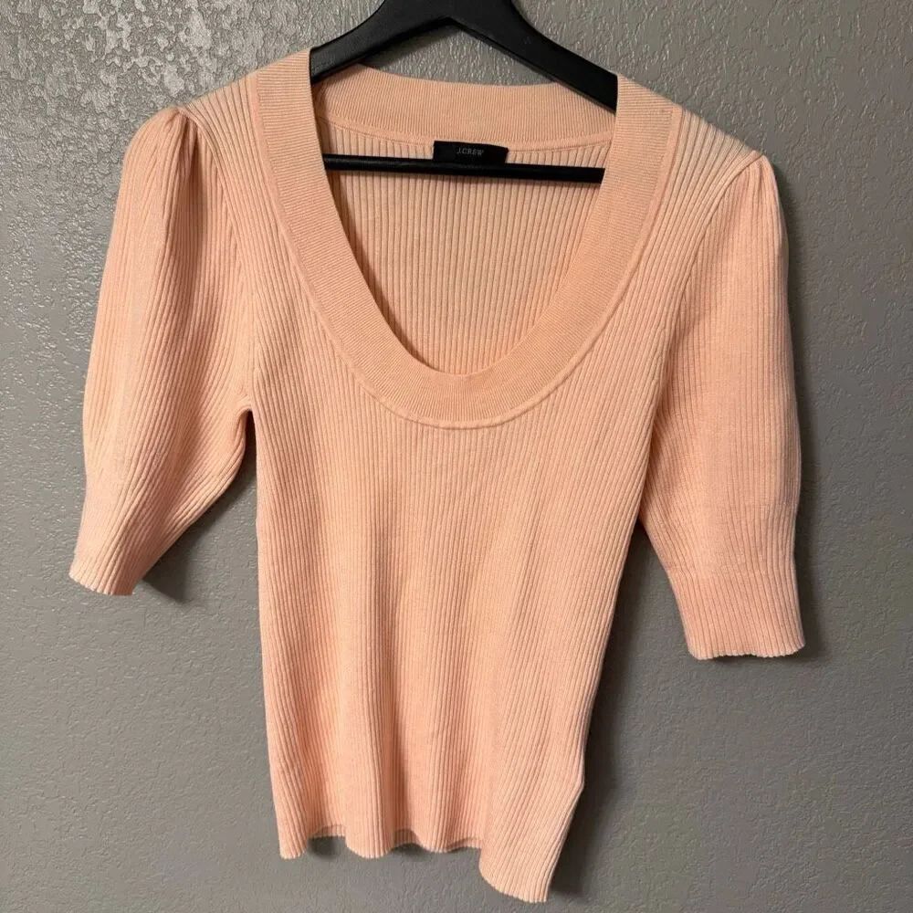 J.Crew women's short-sleeve ribbed sweater with a Scoop Neck Size Small